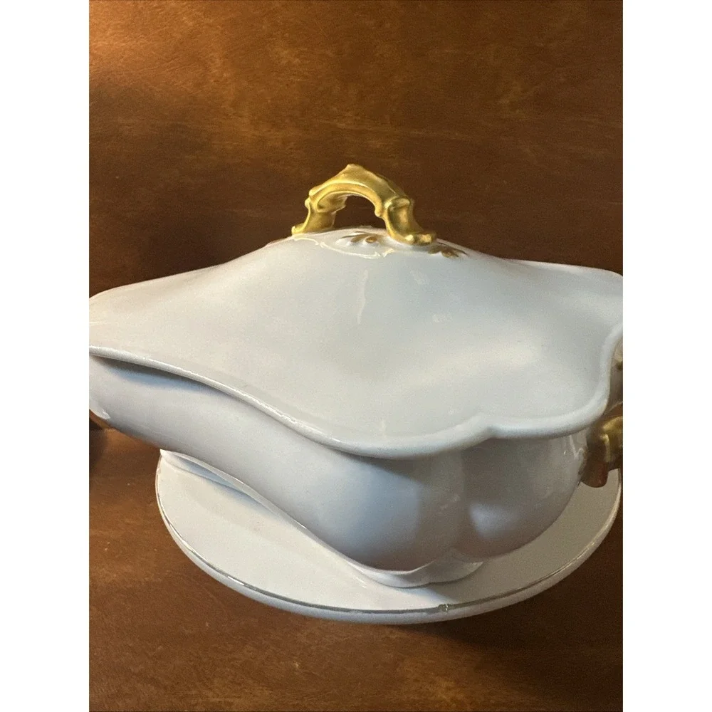 Antique Haviland Limoges H&C France Gold Gilt Lidded Covered Caserole 1890s